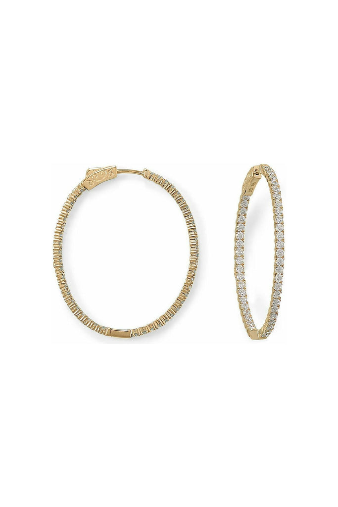 FC Creations Earrings 14K Gold Inside-Out Diamond 1.25" Oval Hoops | Yellow Gold 2.45 Carats