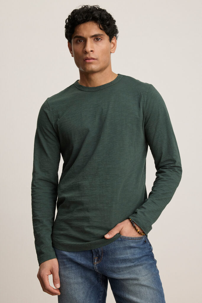 Velvet by Graham & Spencer Men's Kai Cotton Slub Long Sleeve Crew Neck Tee | Dragon