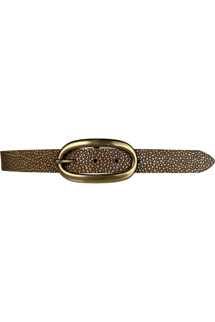Streets Ahead Cindy 1" Leather Belt 42400| Taupe/Brass Buckle
