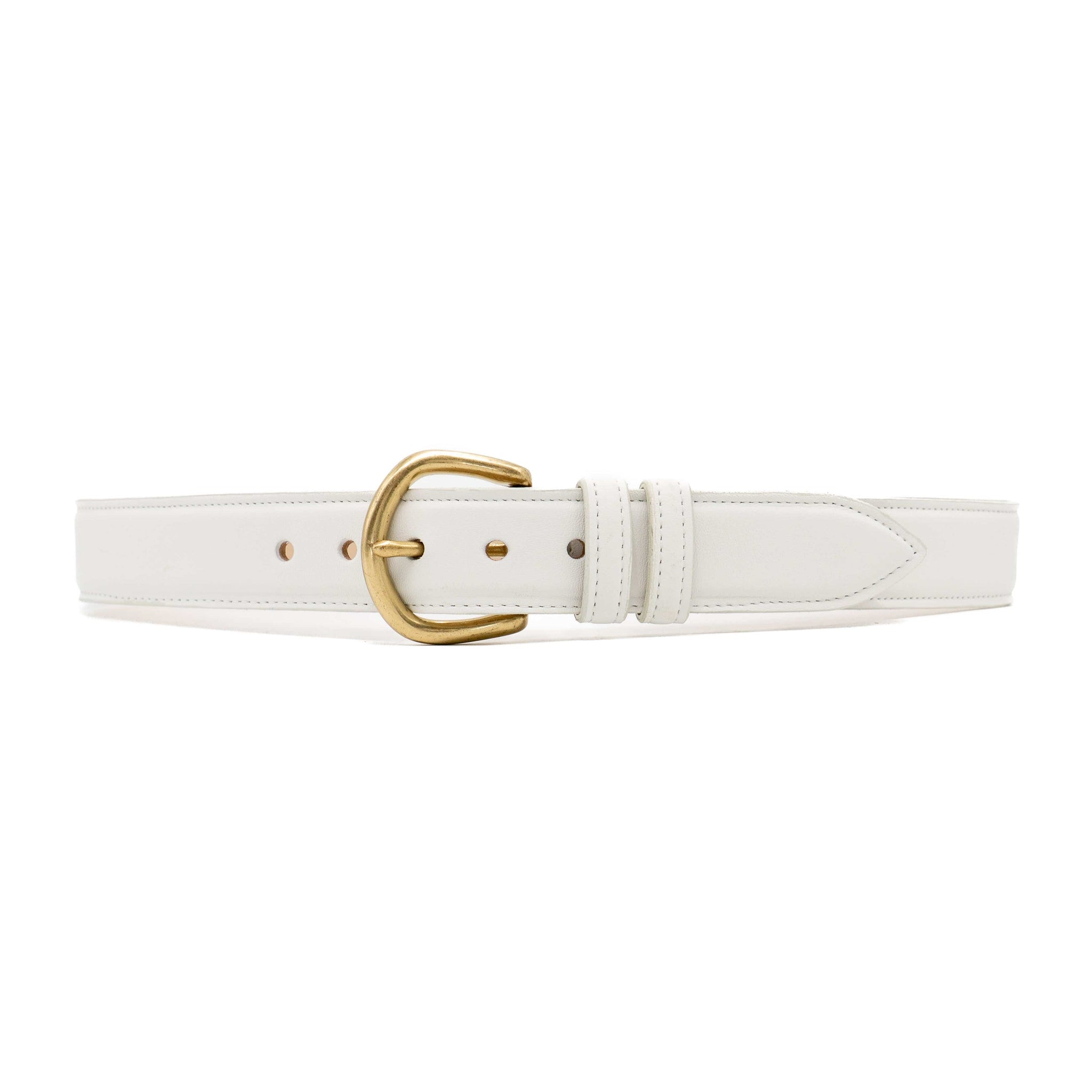Streets Ahead Zephyr Leather Belt 32537 | White/Brass Buckle