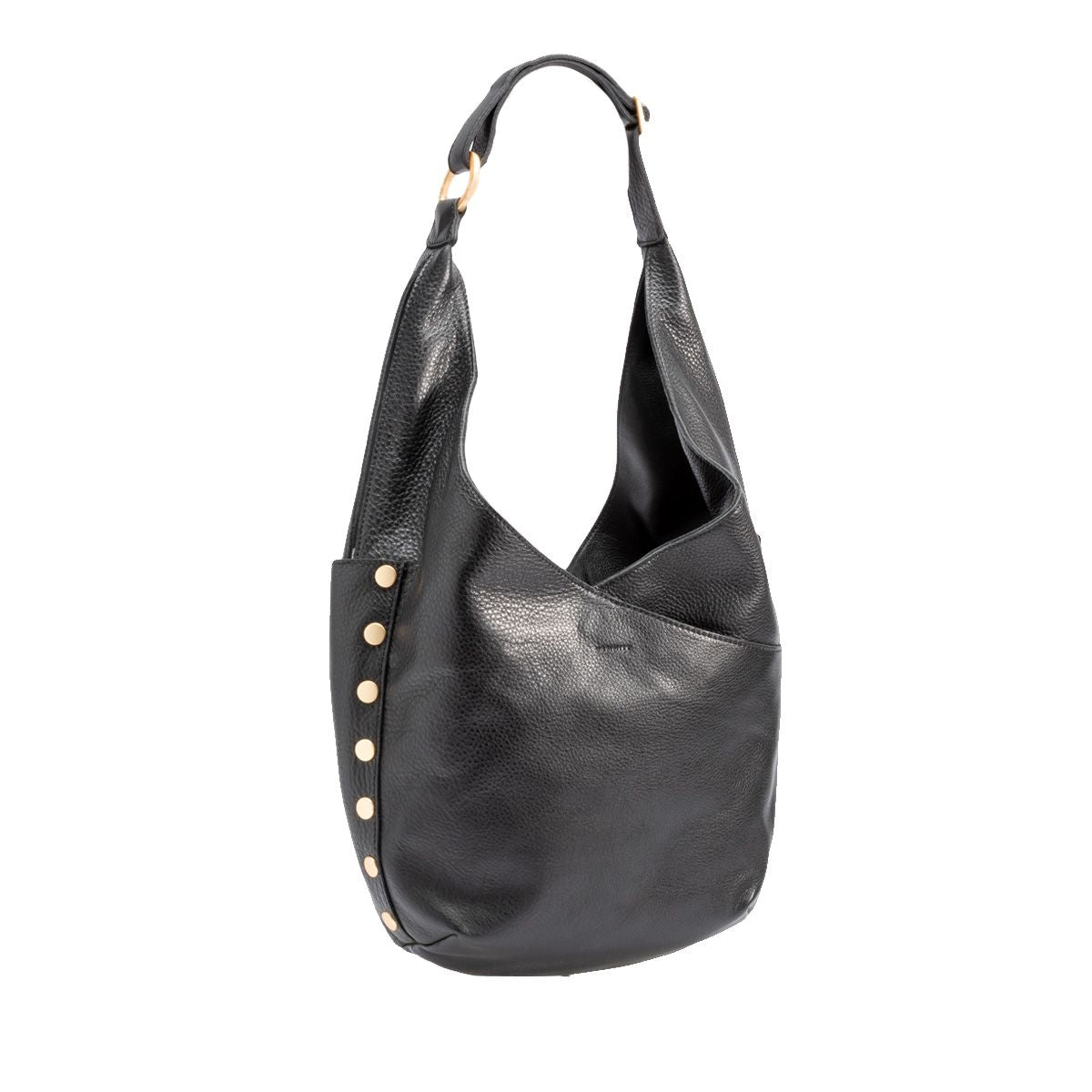 Hammitt Tom Zip Shoulder Bag 17203 | Black/Brushed Gold Red Zip