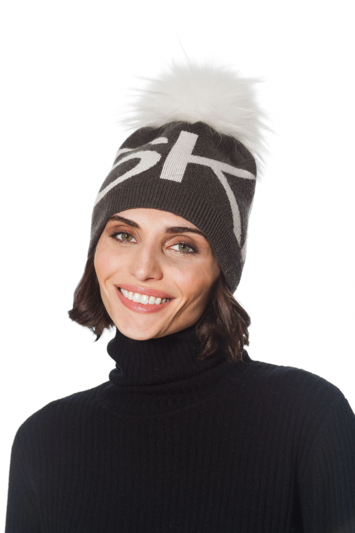 Linda Richards Wool Ski Pom-pom Hat HA-71 | Black  display picture 3