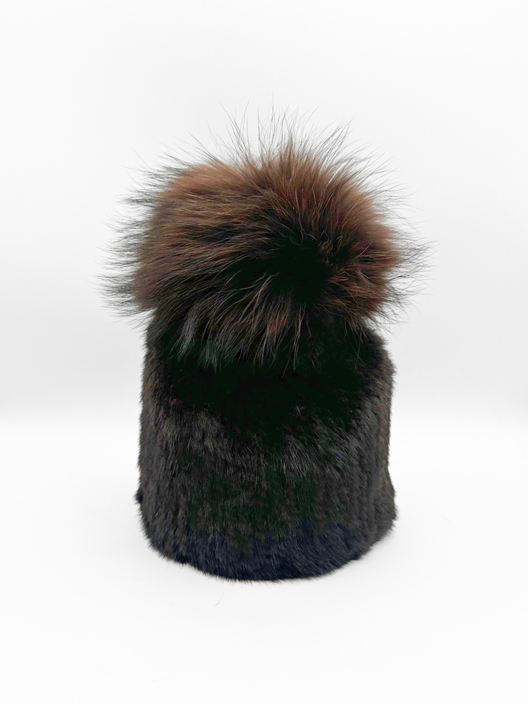 Linda Richards Mink Pom-pom Hat HA-76 | Brown