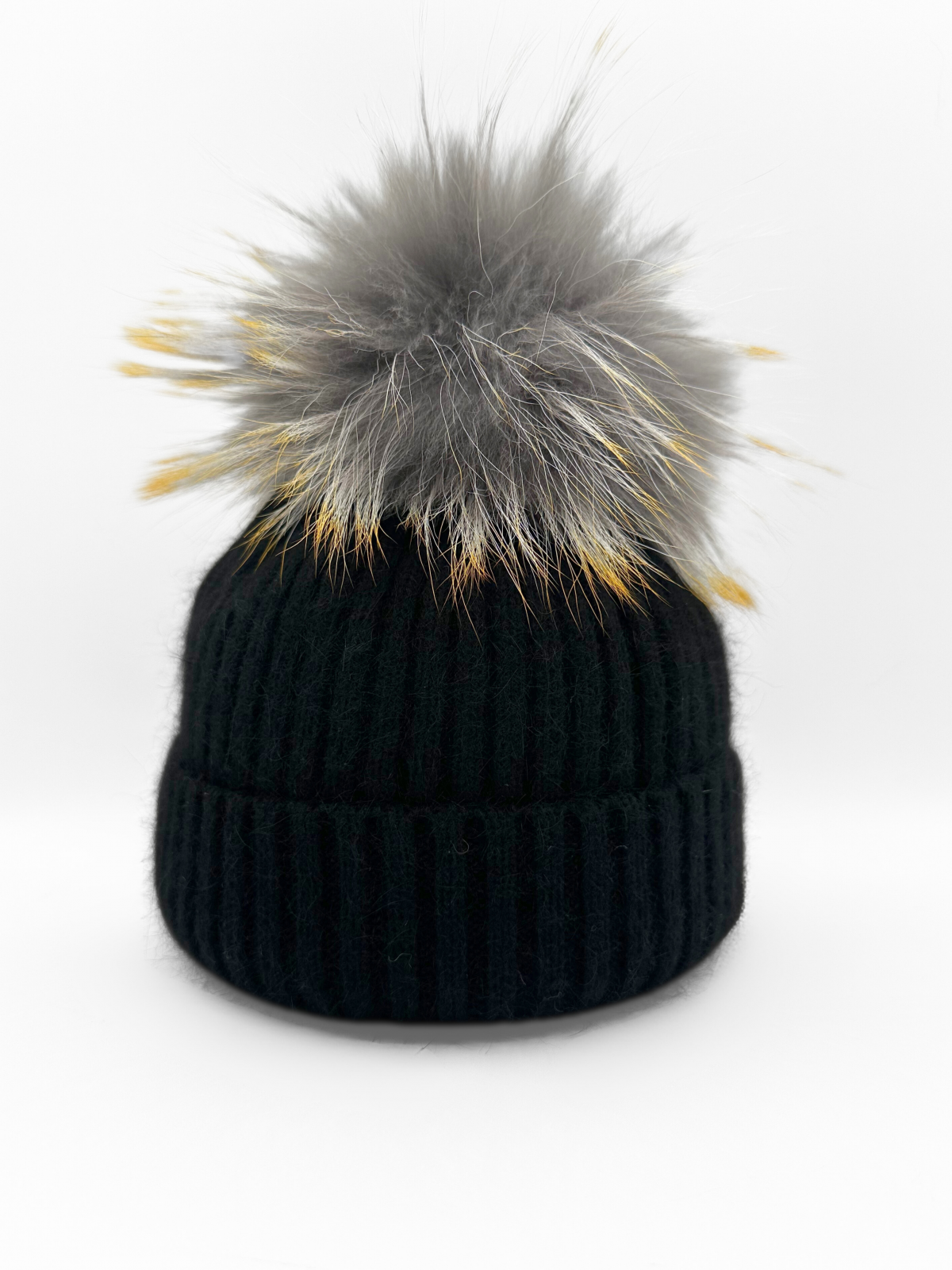 Linda Richards Wool Pom-pom Hat HA-62 | Black | Shop Fur Pom  display picture 1