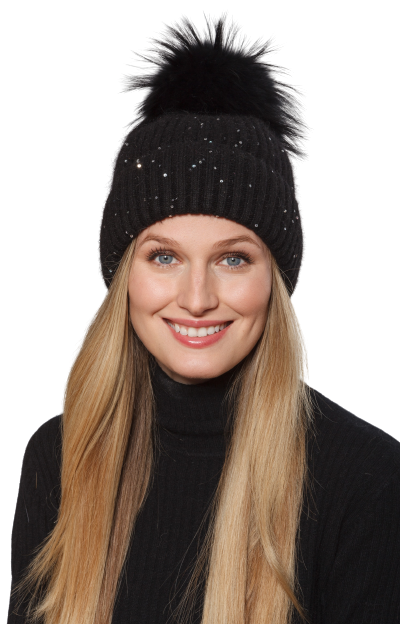 NEW LINDA RICHARDS women\'s ski hat in black Linda Richards | HA-70 Nordic Snowflake Hat Black | I Am  main image 3