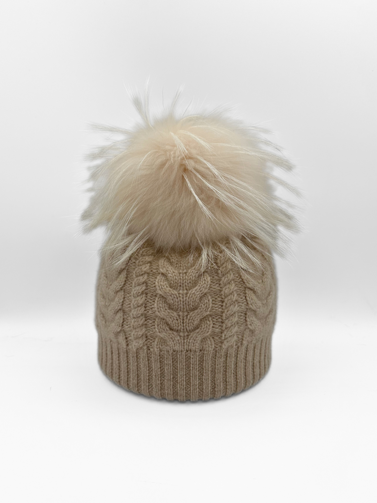 Linda Richards Brown Fur Pom Pom Hat Wool Hat Linda Richards Hat Soft Wool Hat For Kids, Real Fur  main image 3