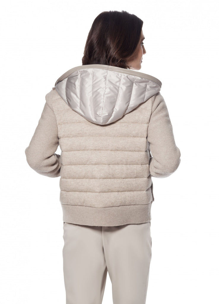 Linda Richards Cashmere Knit & Mink Fur Zip Jacket MK-353 | Taupe