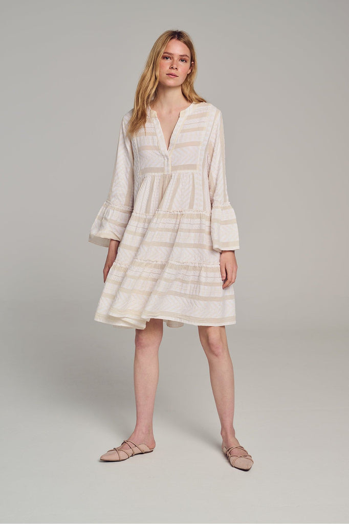 Devotion Twins Ella Dress Short 023.319.1G | Ecru/Off White Cotton Dress 