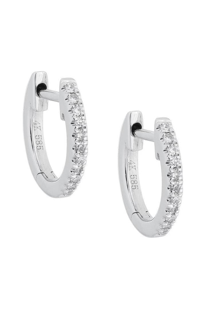 FC Creations Earrings 14K Gold Diamond Huggies K0437E06 | White Gold .15 Carats