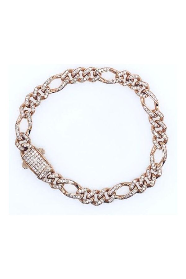 FC Creations Bracelet 14K Gold Cuban Link Pave Diamond Bracelet 1.64 Ct | Rose Gold