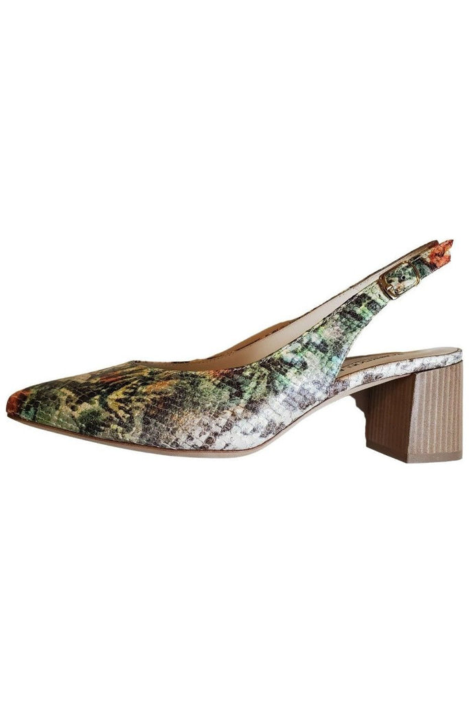 Robertson Madison Louise Printed Leather Mid Heel Pointy Toe Sling 74606