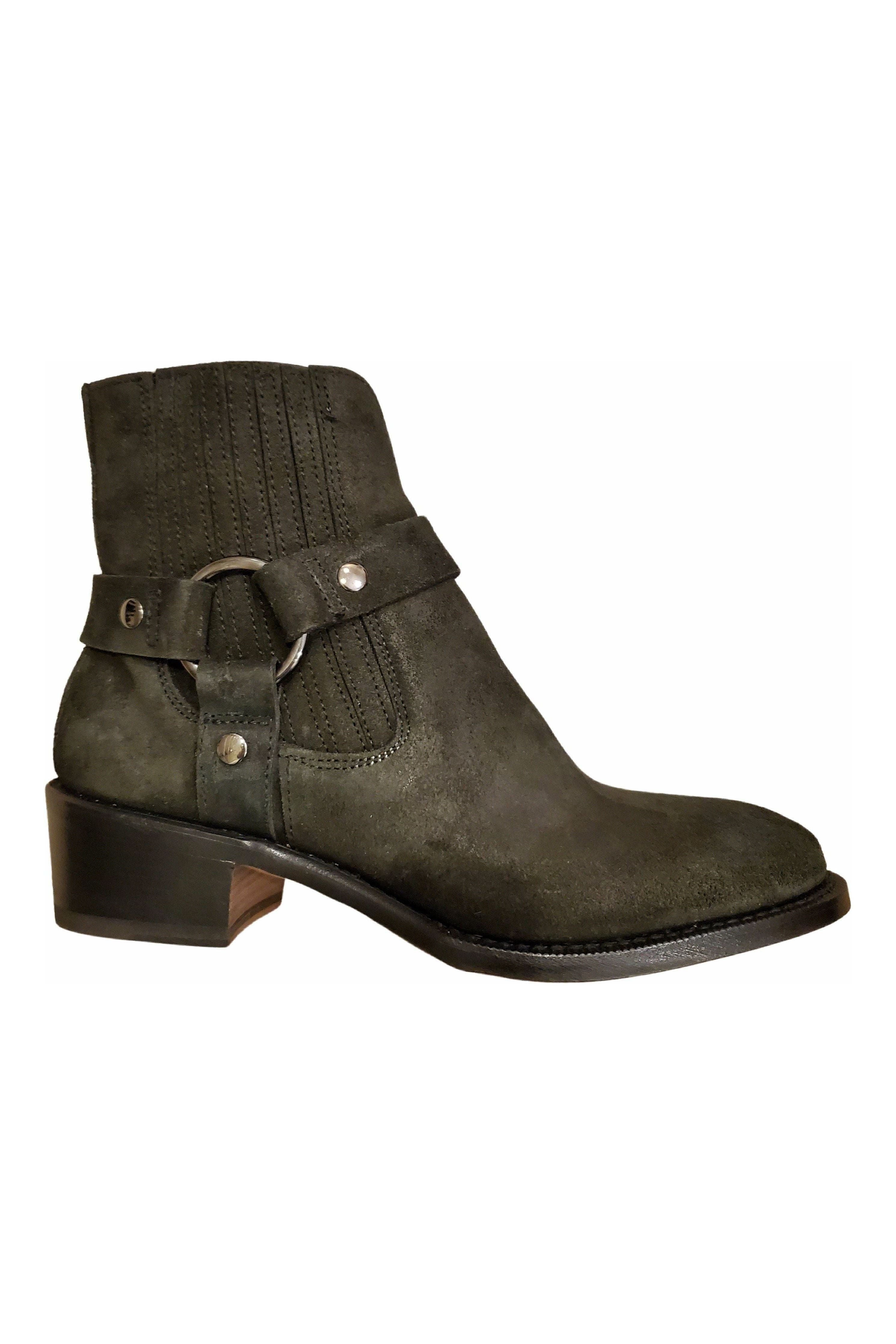 Jo Ghost JD Suede Harness Western Ankle Boots Nero Sale Buy Now No Returns