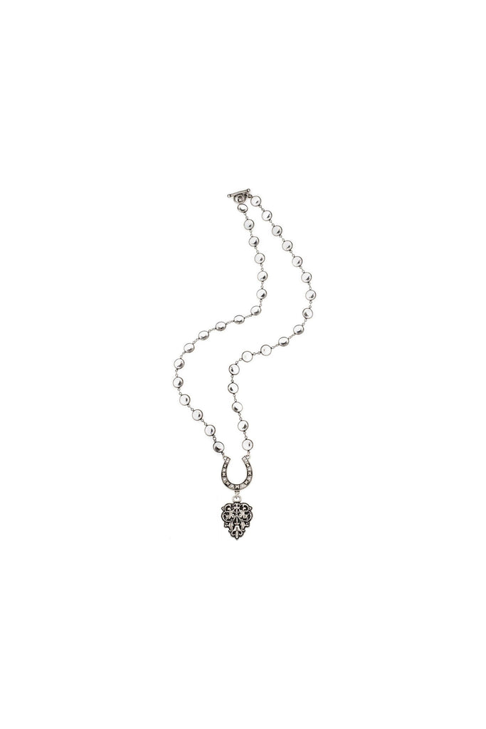 French Kande Necklace | Austrian Crystal With FK Horseshoe and Filigrane Pendent CT2047-Z