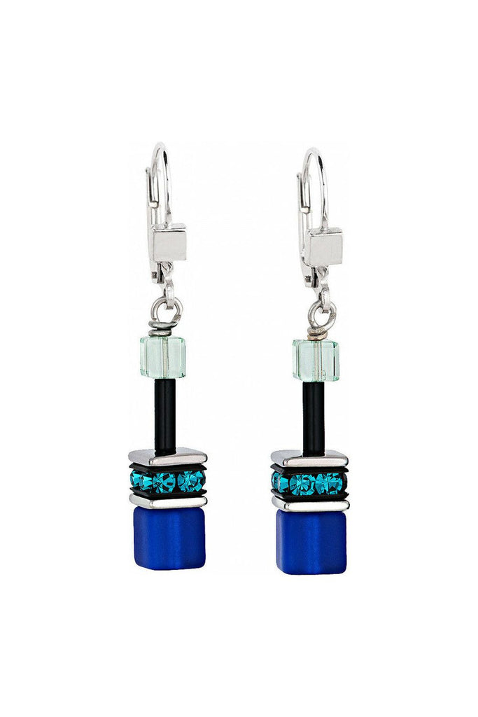 CŒUR de LION GeoCUBE® Earrings 2838/30-0705 | Silver/Blue Green Multi