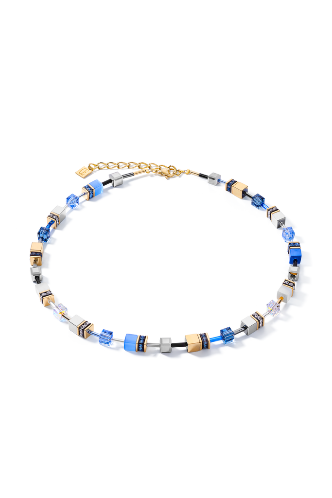 CŒUR de LION GeoCUBE® Necklace 2839/10-0716 | Gold/Blue Multi