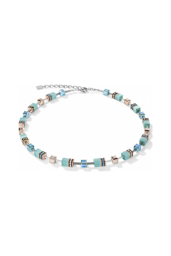 CŒUR de LION GeoCUBE® Necklace 4015/10-2000 | Silver/ Turquoise Multi