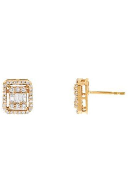 FC Creations Earrings 14K Gold Diamond Baguette Studs | Yellow Gold  0.57 Carats