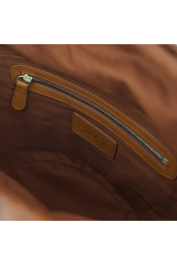 Allan K Percy Toledo Leather Woven Shoulder Bag | Cognac