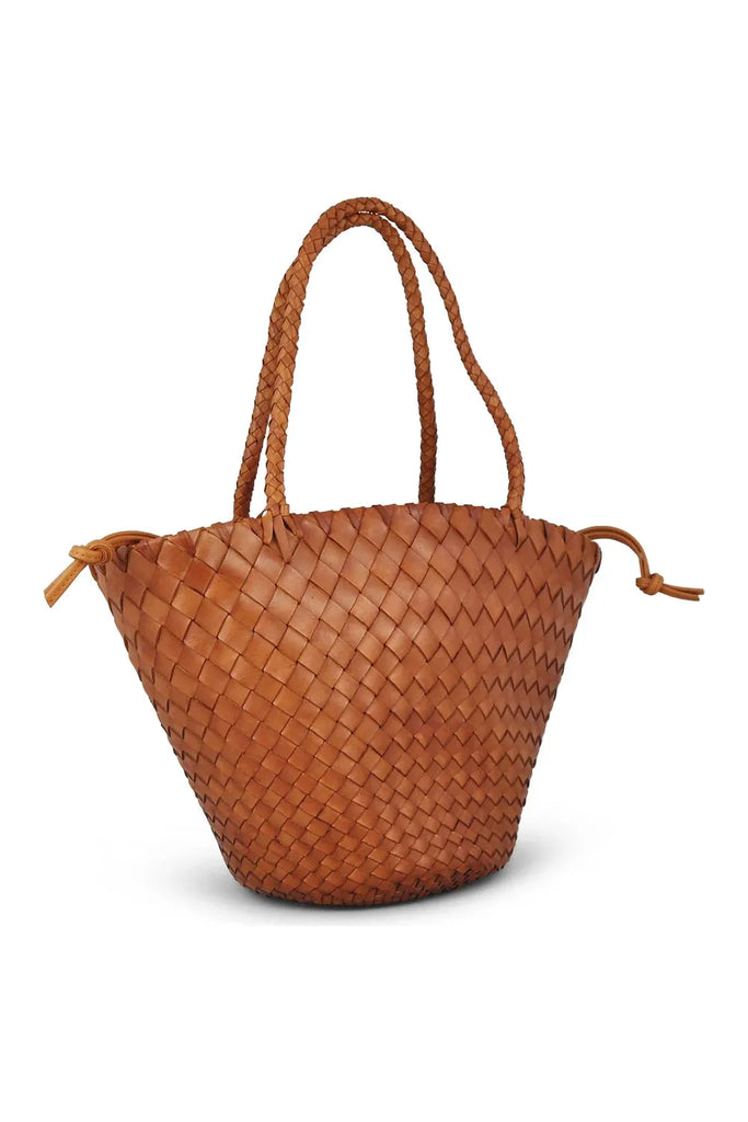 Allan K Percy Toledo Leather Woven Shoulder Bag | Cognac