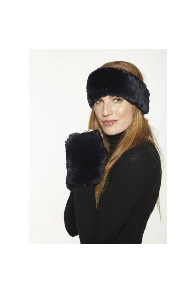 Linda Richards Rex Rabbit Headband HB152 Black | Shop luxurious genuine fur accessories now 
