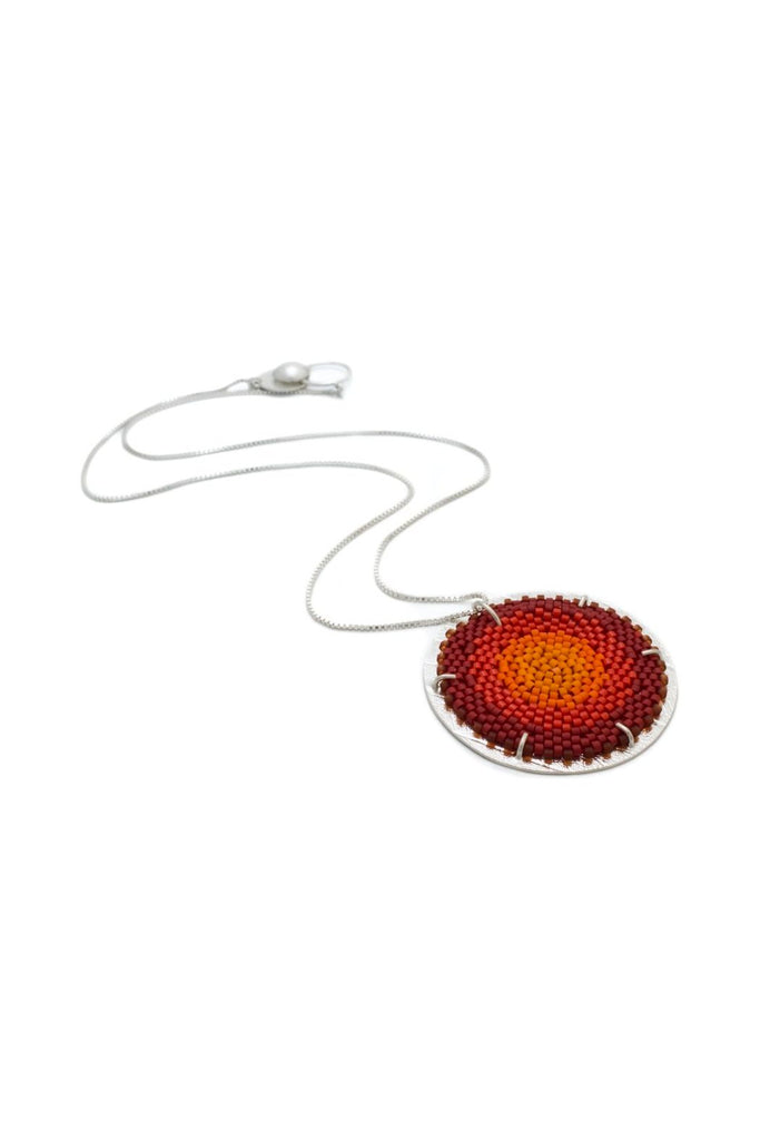 Claudia Fajardo Round Flat Pendant Necklace | Red/White 