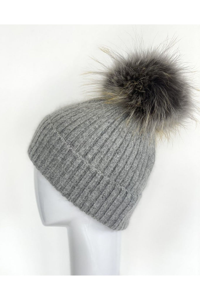 Linda Richards Wool Pom-pom Hat HA-62 | Dove Grey