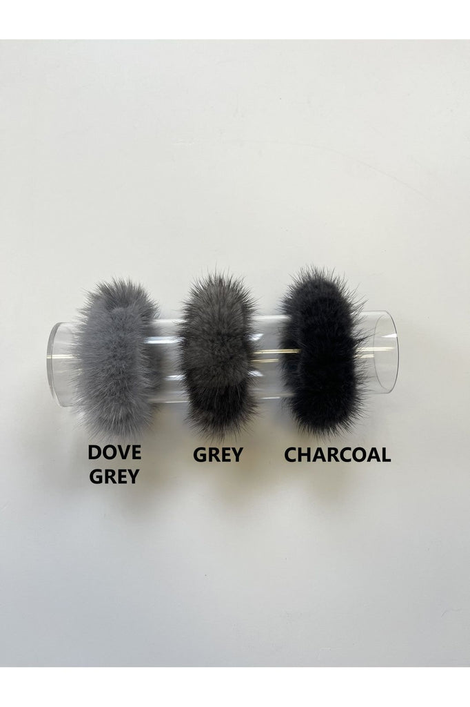 Linda Richards Mink Hair Scrunchie HT-04 | Assorted Colors - Dove Grey, Grey, Charcoal