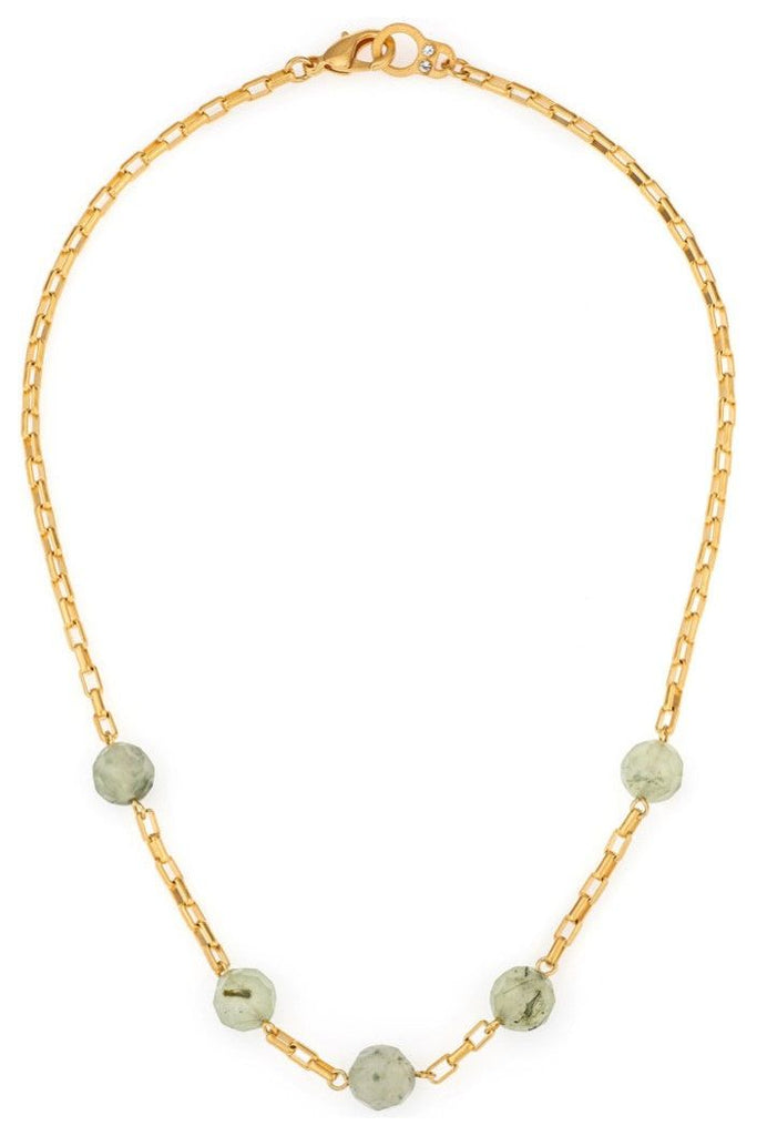 French Kande Necklace Loire Chain with Green Prehinite |FKPSG19
