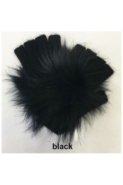 Linda Richards Pom Pom Hand Warmers HW62 black Shop luxurious genuine fur trim accessories now