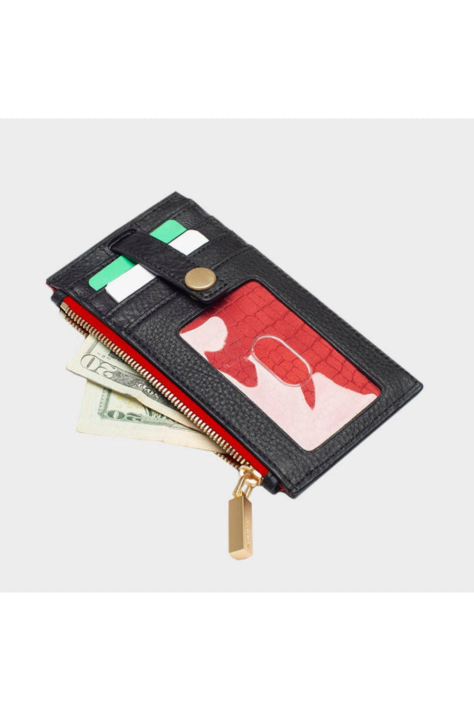 Hammitt 210 West Wallet Style 11048| Black/Brushed Gold Red Zip
