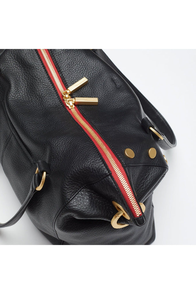 Hammitt Daniel Large Tote Bag 14264 | Black/Brush Gold Red Zip