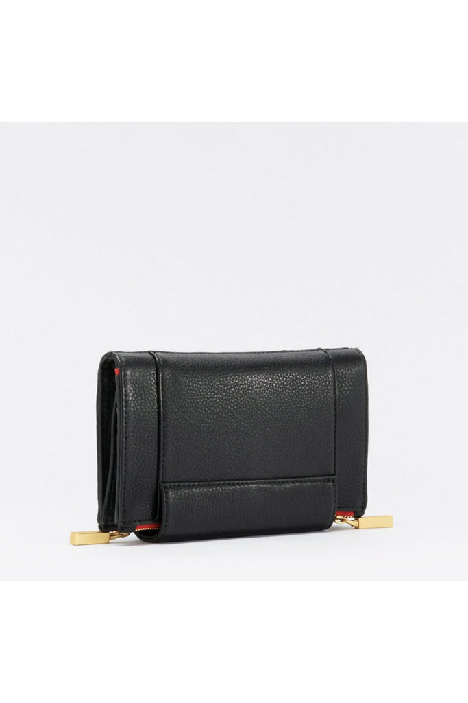Hammitt Levy Crossbody Wallet 14937 | Black/Brushed Gold Red Zip