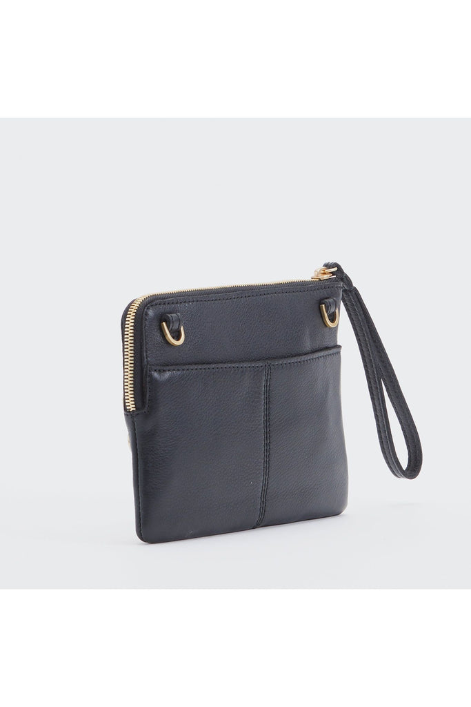 Hammitt Nash Small Clutch Crossbody Bag | Black/Brushed Gold Red Zip
