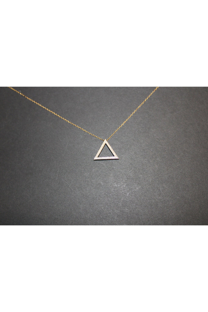 FC Creations Necklace 14K Gold Pave Diamond Triangle Pendant Necklace | 18 Inch Chain Yellow Gold