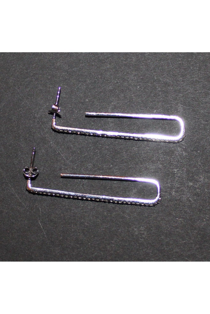 FC Creations Earrings 14K Gold Diamond Paper Clip Posts  | White Gold .046 Carats