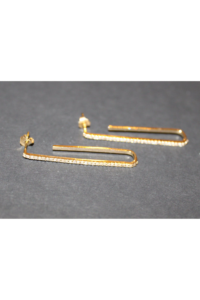 FC Creations Earrings 14K Gold Diamond Paper Clip Posts  | Yellow Gold .046 Carats