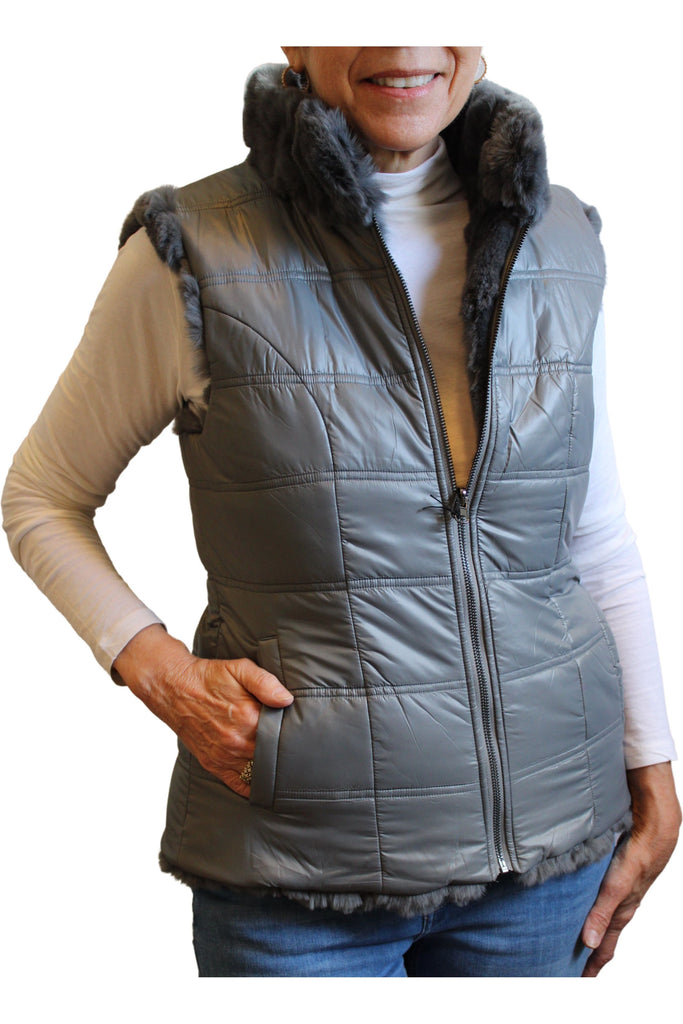 Linda Richards Rex Zip Reversible Vest FK-260 | Charcoal
