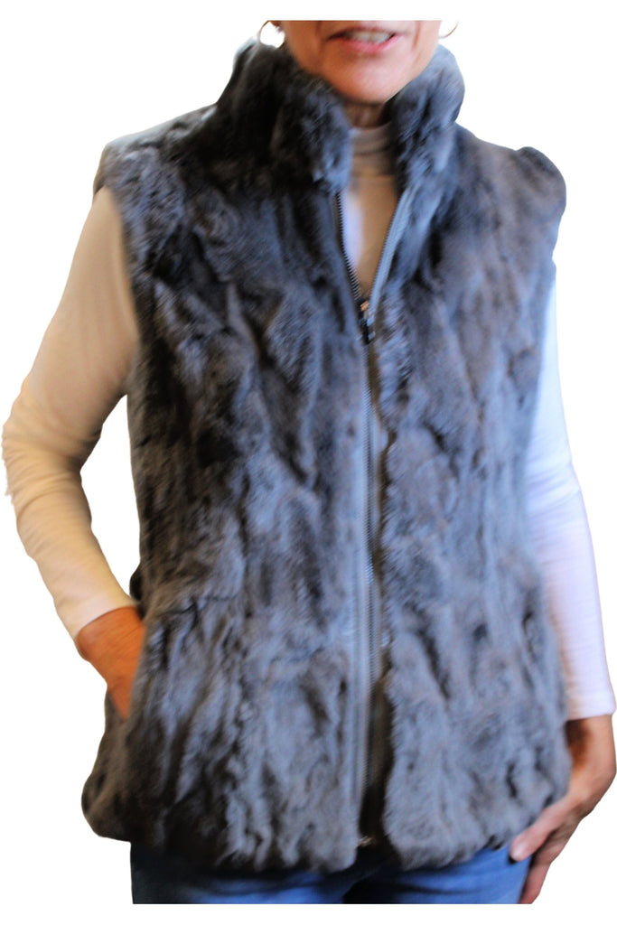 Linda Richards Rex Zip Reversible Vest FK-260 | Charcoal