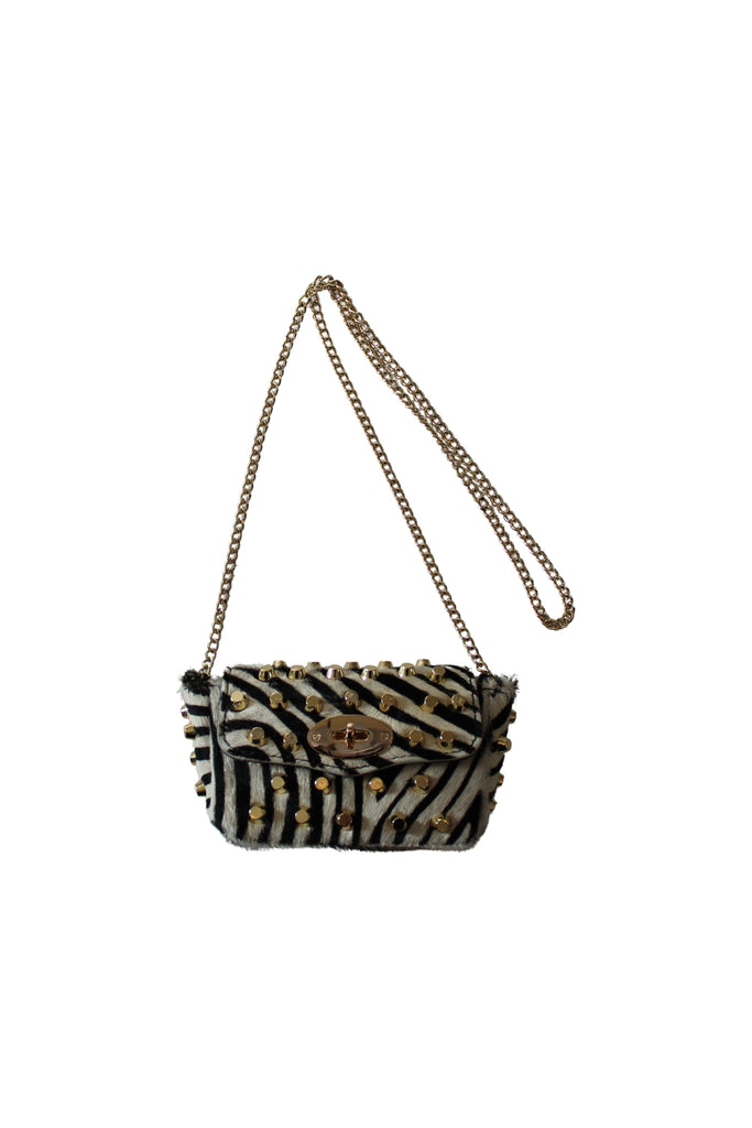 Stefano Ghilardi Martha Brochie Leather Bag | Zebra Print