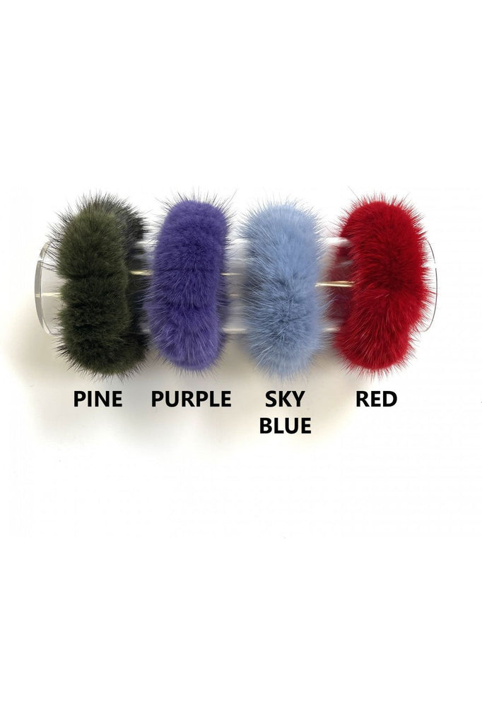Linda Richards Mink Hair Scrunchie HT-04 | Assorted Colors - Pine, Purple, Sky Blue, Red