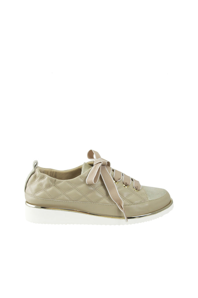 Ron White Novella Quilt Lace Up Sneakers  | Nude