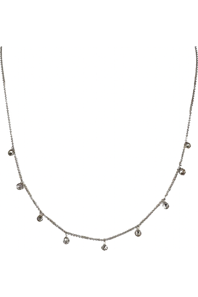 FC Creations Necklace 14K Gold Dangling Diamonds Chain | White Gold 1.03 Carats