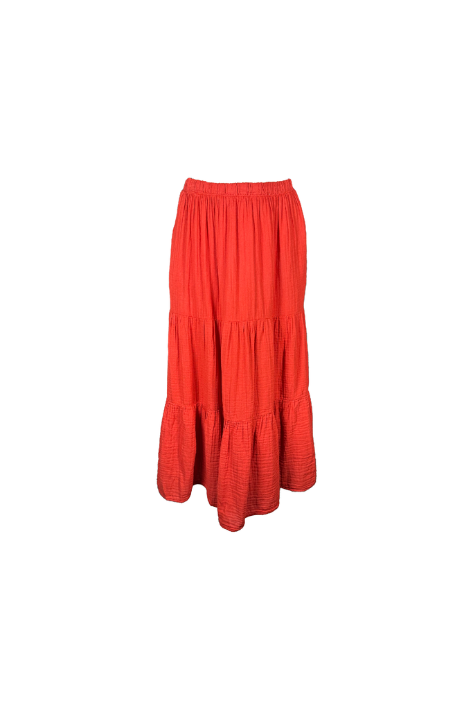 Velvet by Graham & Spencer Danielle06 Cotton Gauze Tiered Skirt | Cherry
