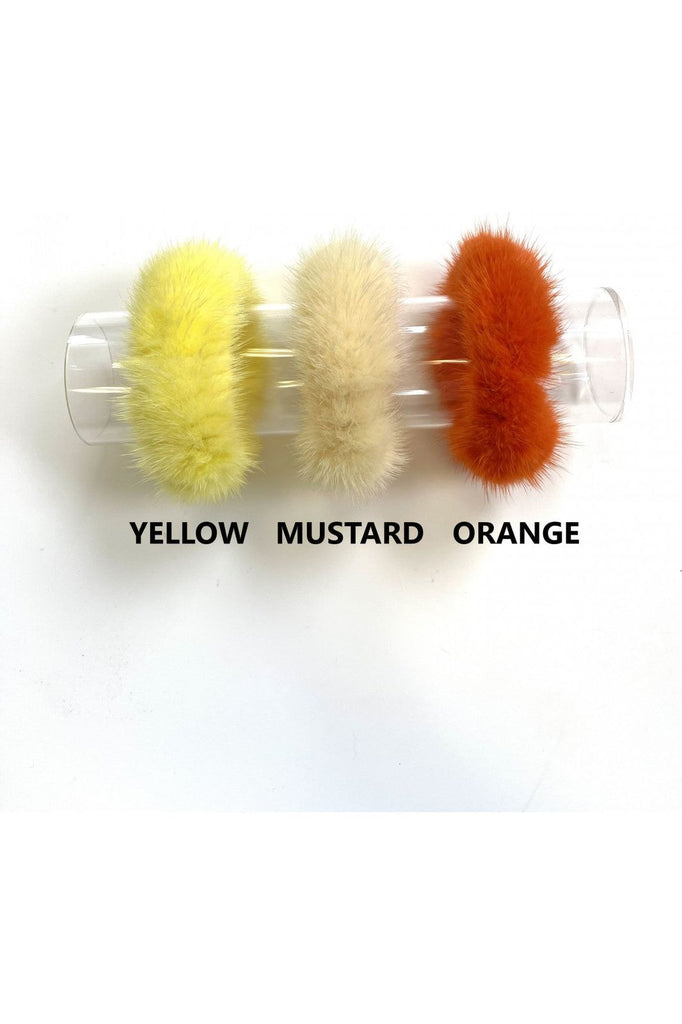 Linda Richards Mink Hair Scrunchie HT-04 | Assorted Colors - Yellow, Mustard, Orange
