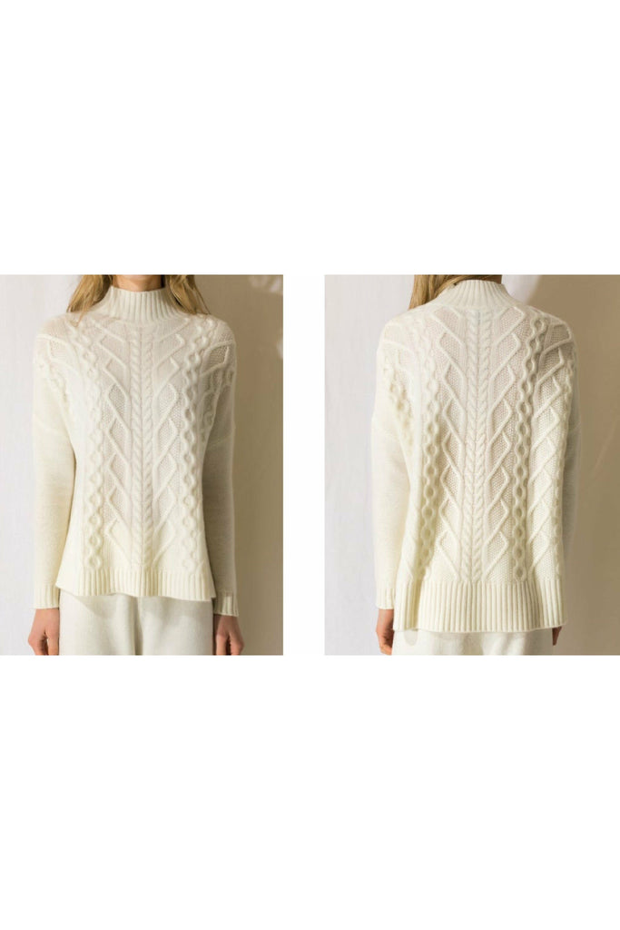 Robertson Madison 100% Cashmere Oversized Cable Sweater CC-208 | Ivory