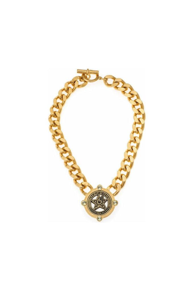 French Kande Necklace | Bevel Chain With Meteor Medallion CT2053-Z