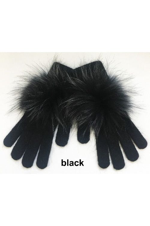 Linda Richards Pompom Gloves GL04 Black