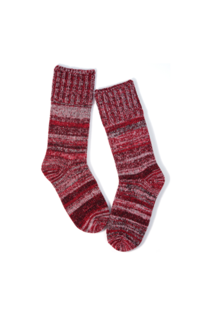 B.ELLA Sierra Striped Merino Wool Blend Crew Sock 0155 | Red