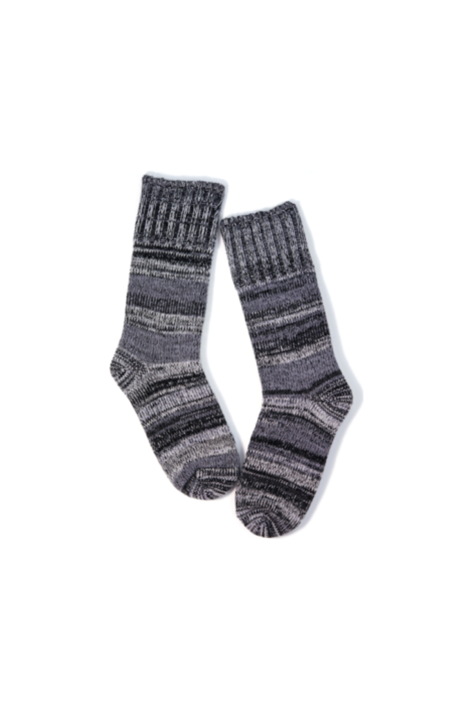 B.ELLA Sierra Striped Merino Wool Blend Crew Sock 0155 | Black