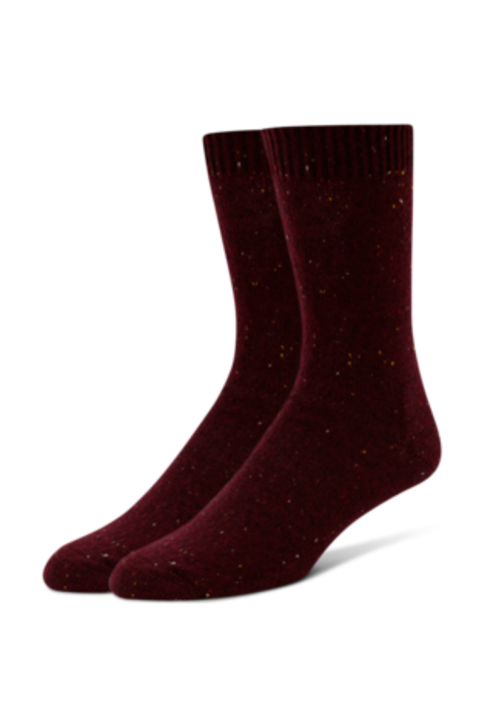 B.ELLA Moda Speckled Cashmere Crew Socks 0495 | Burgundy